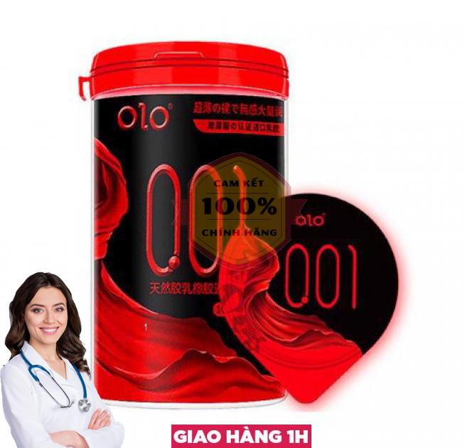 Cung cấp Bao cao su OLO 0.01 Đỏ ống tròn - Siêu mỏng nóng ấm - Hộp 10 cái  giá sỉ 