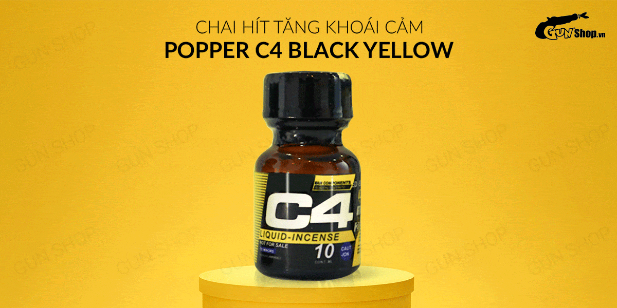 Shop bán Chai hít tăng khoái cảm Popper C4 Black Yellow - Chai 10ml chính hãng Shop bán Chai hít tăng khoái cảm Popper C4 Black Yellow - Chai 10ml chính hãng