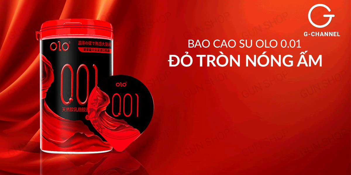 Cung cấp Bao cao su OLO 0.01 Đỏ ống tròn - Siêu mỏng nóng ấm - Hộp 10 cái giá sỉ