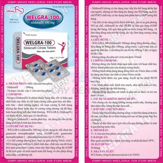 Cung cấp Viên uống cương dương ấn độ Welgra 100mg tăng cường sinh lý nam giới tốt nhất loại tốt